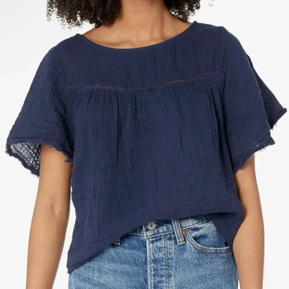 NWT Michael Stars Cotton Leonora Flutter Sleeve Gauze Top Size XL - Picture 1 of 7